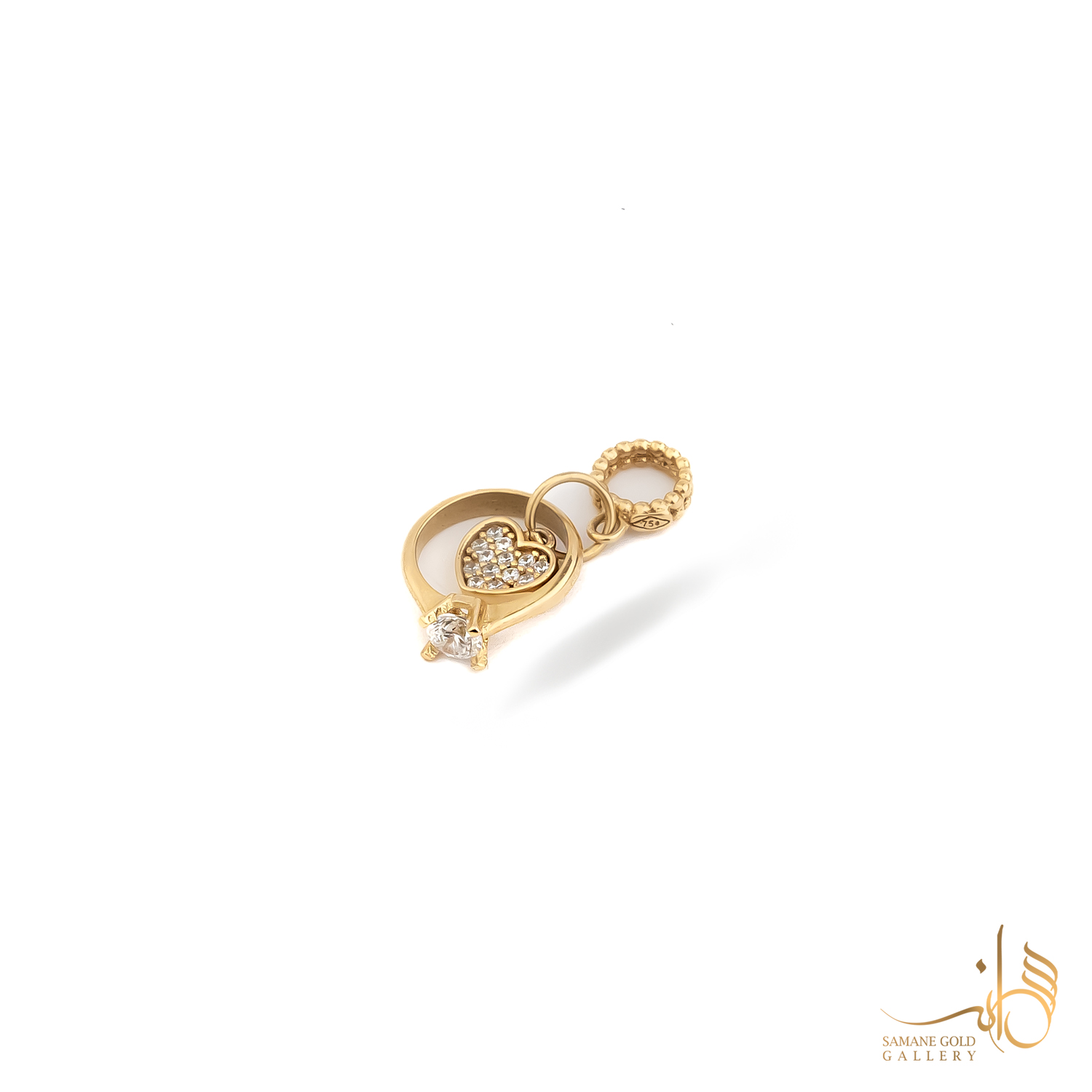 آویز طلا پاندورا حلقه و قلب