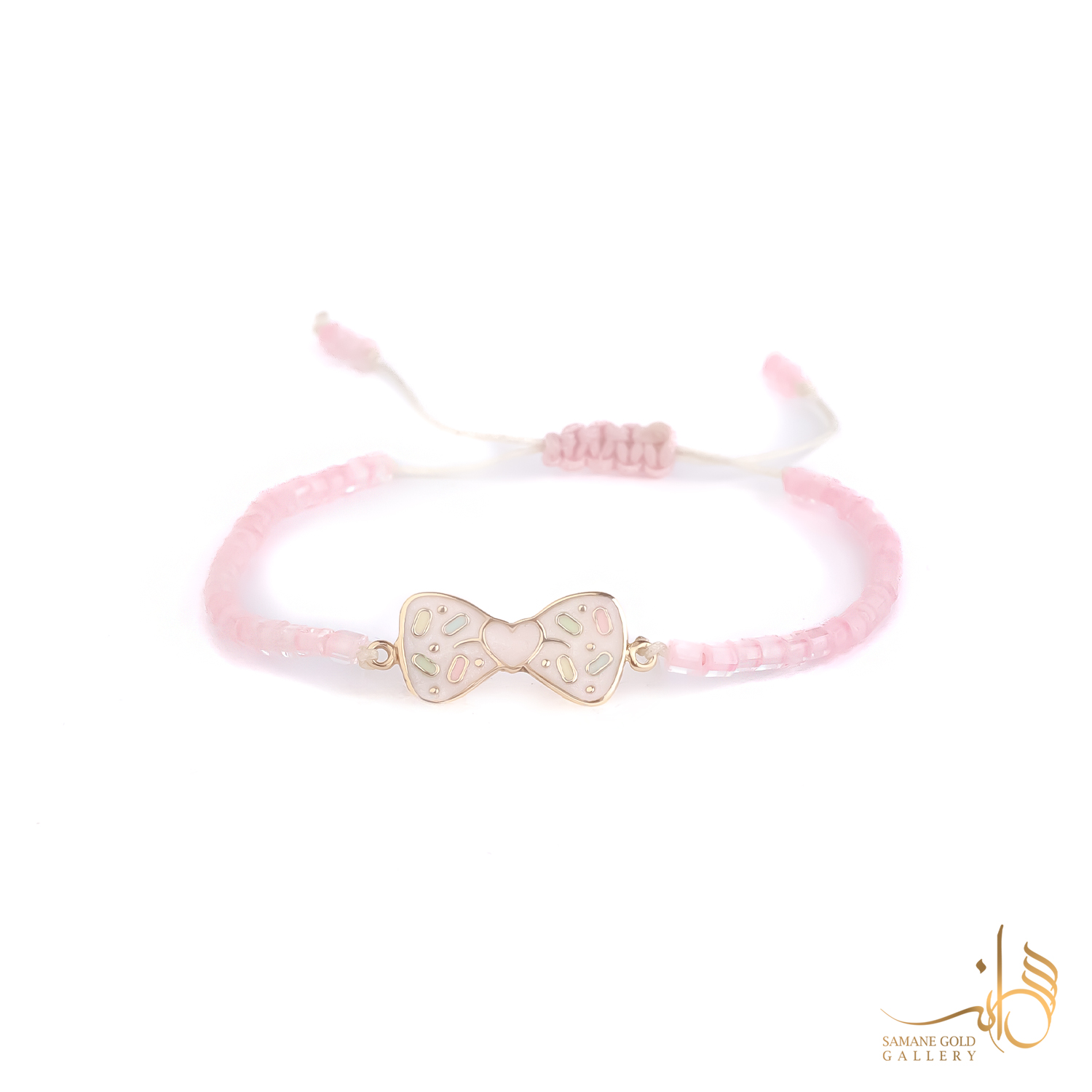 دونه دستبندی طلا پاپیون صورتی