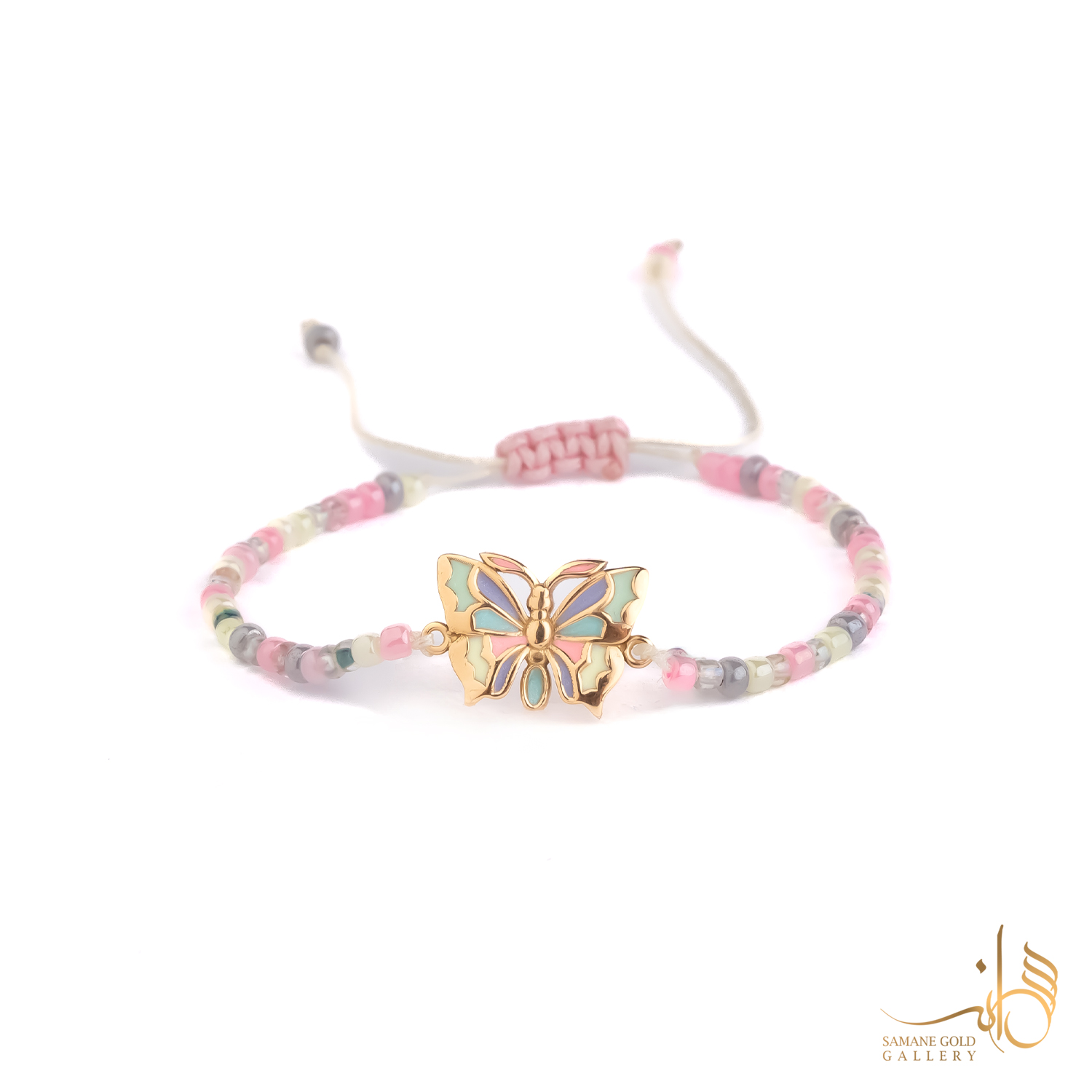 دونه دستبندی طلا پروانه رنگی