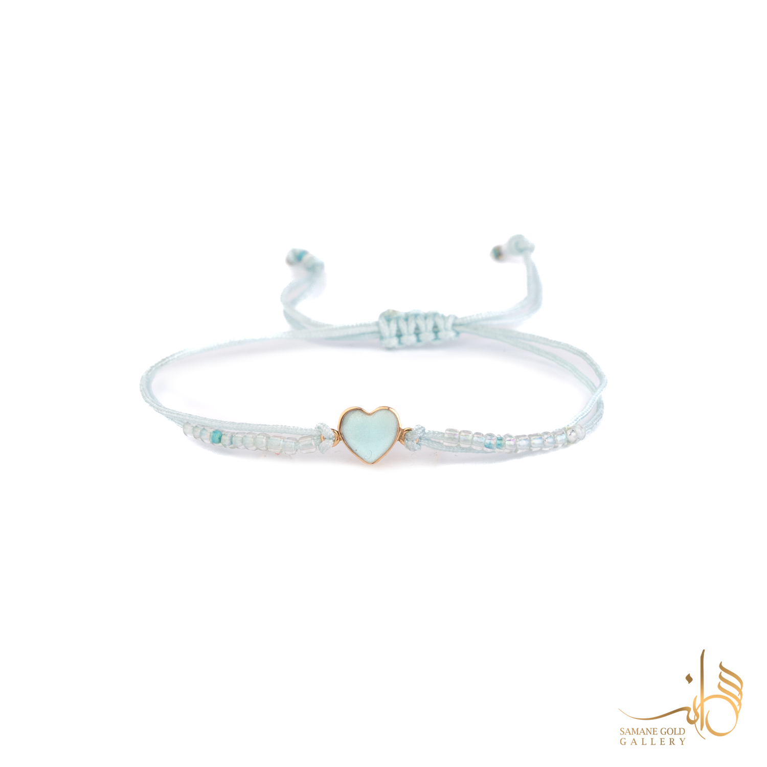 دونه دستبندی طلا قلب مینا آبی