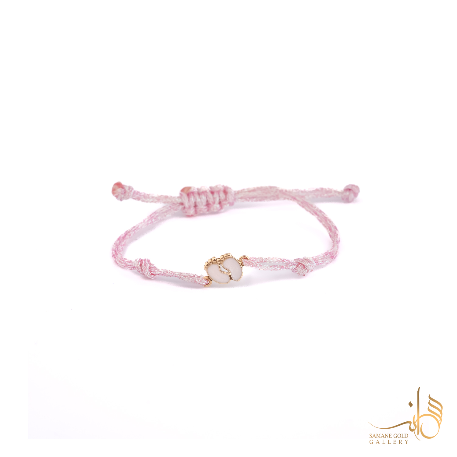 دونه دستبندی طلا ردپا صورتی