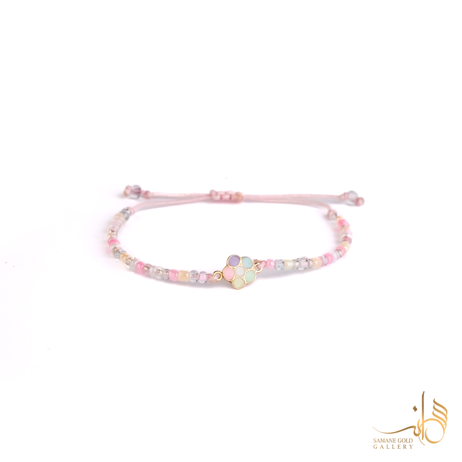 دونه دستبندی طلا گل رنگی