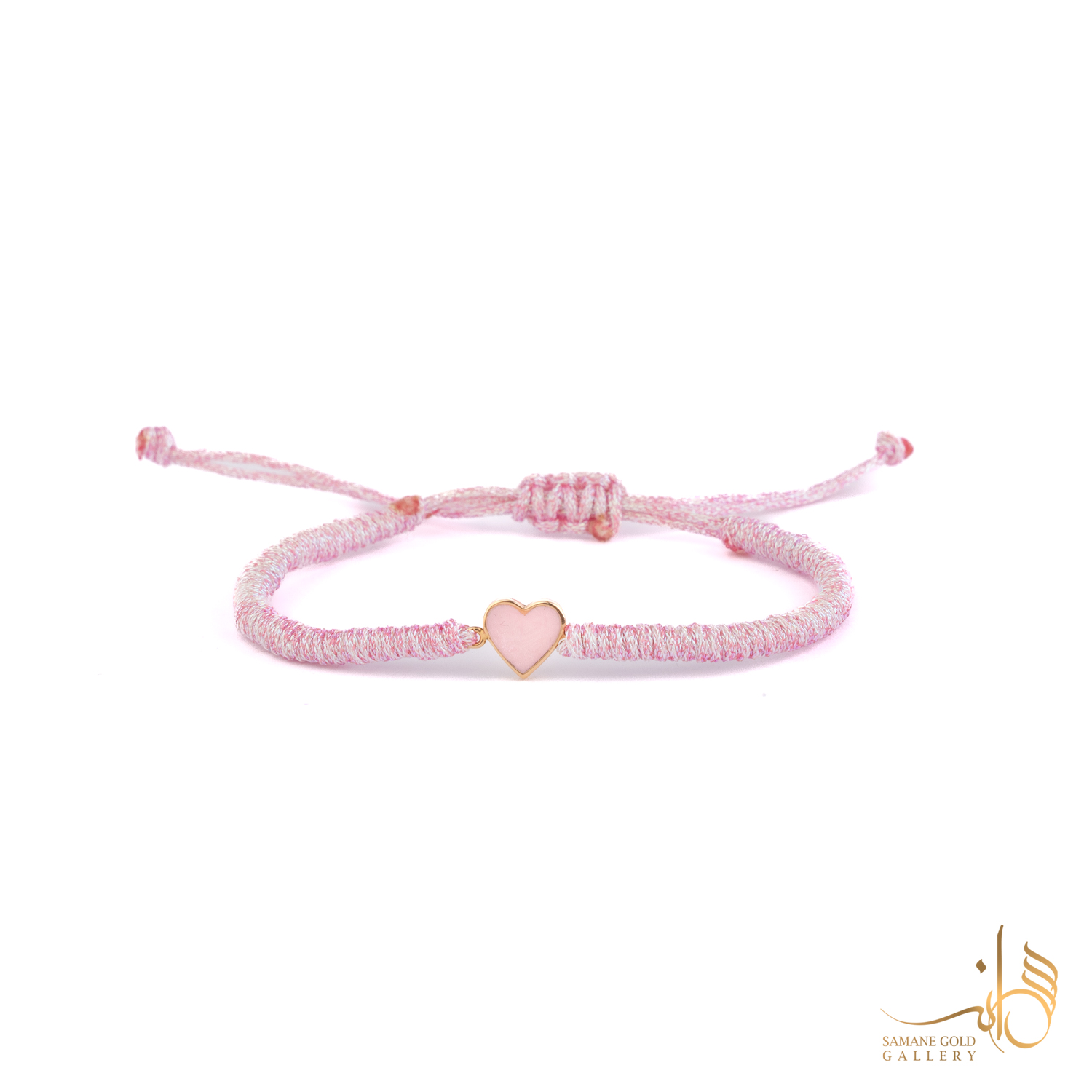 دونه دستبندی طلا قلب مینا صورتی