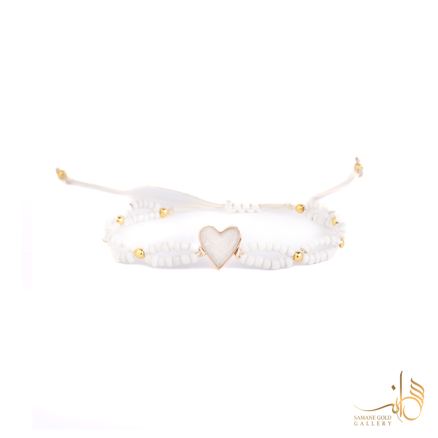 دونه دستبندی طلا قلب مینا سفید