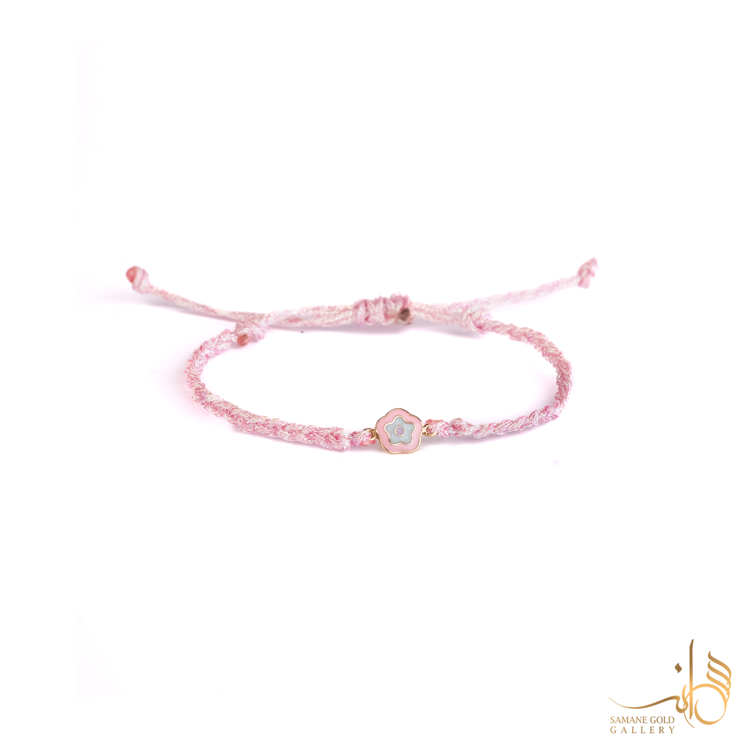 دونه دستبندی طلا گل آبی صورتی