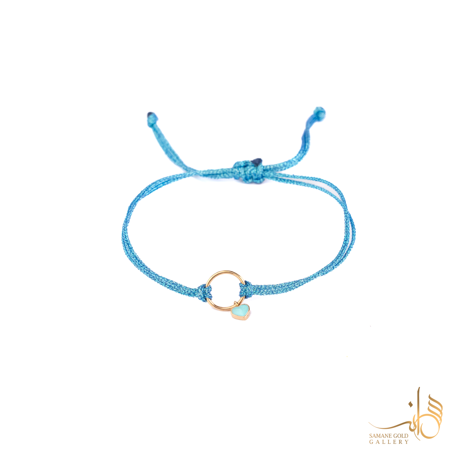 دونه دستبندی طلا دایره و قلب آبی
