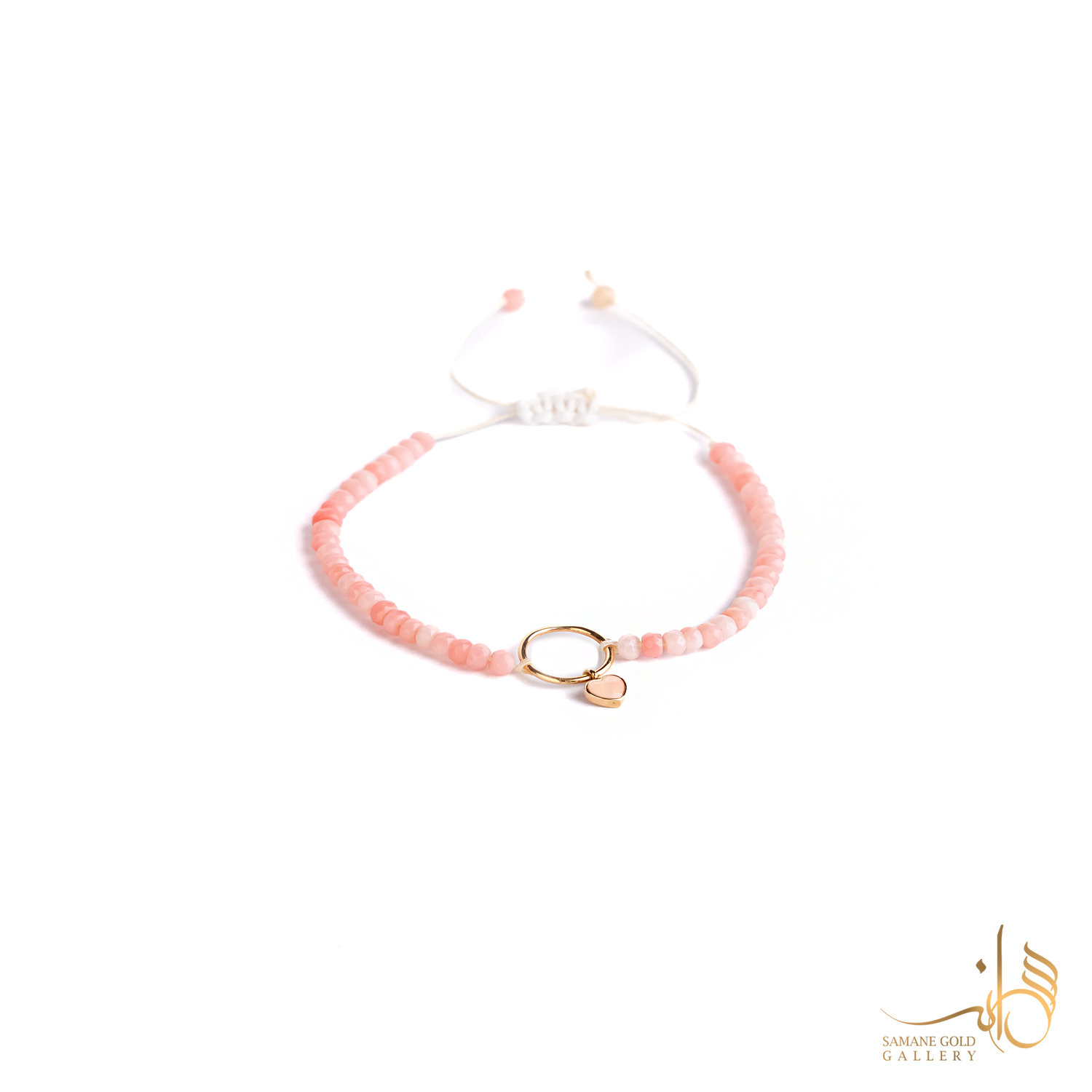 دونه دستبندی طلا دایره و قلب گلبهی