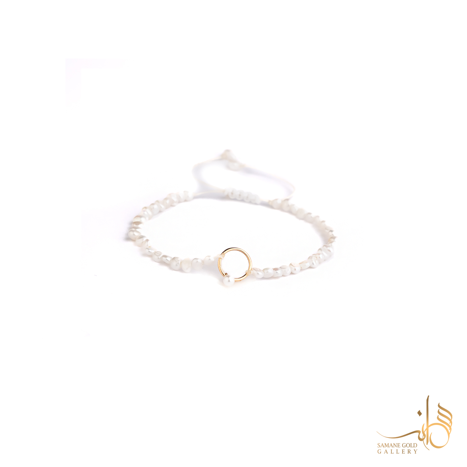 دونه دستبندی طلا دایره و مروارید