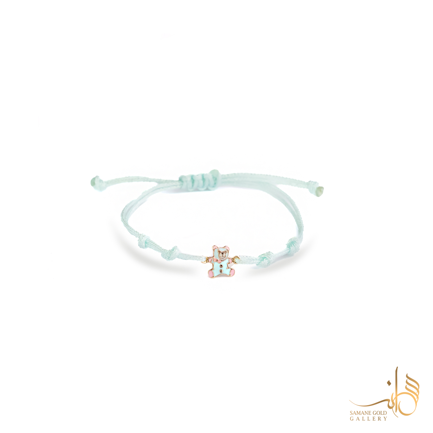 دونه دستبندی طلا خرس مینا آبی