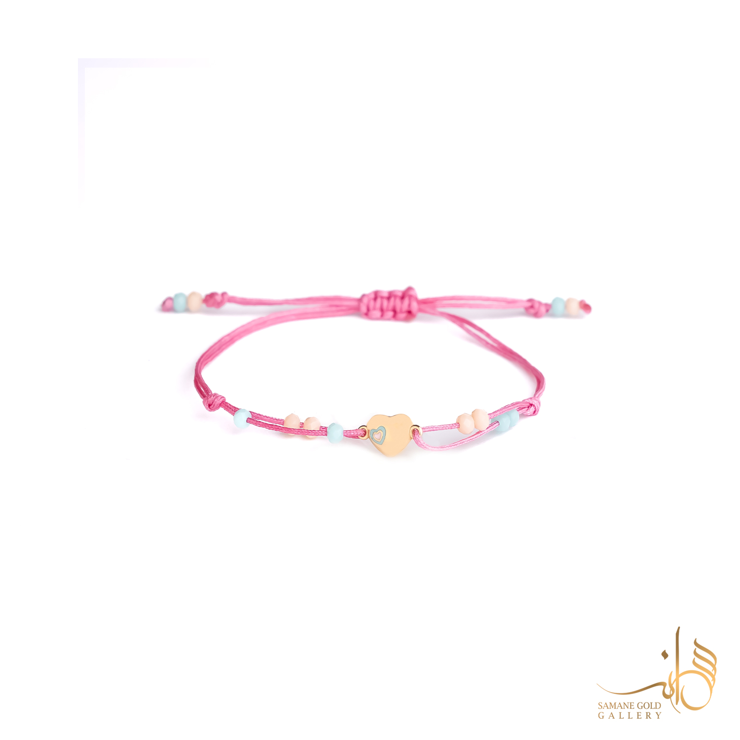 دونه دستبندی طلا قلب تو قلب صورتی آبی