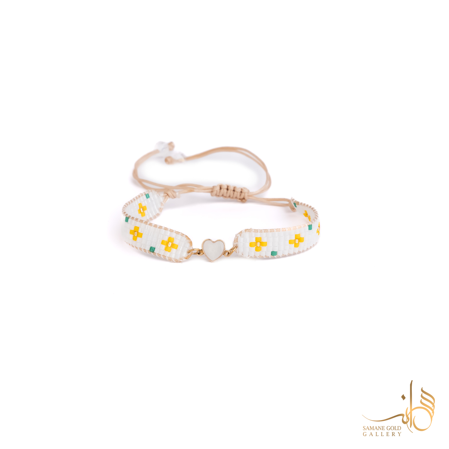 دونه دستبندی طلا قلب مینا سفید