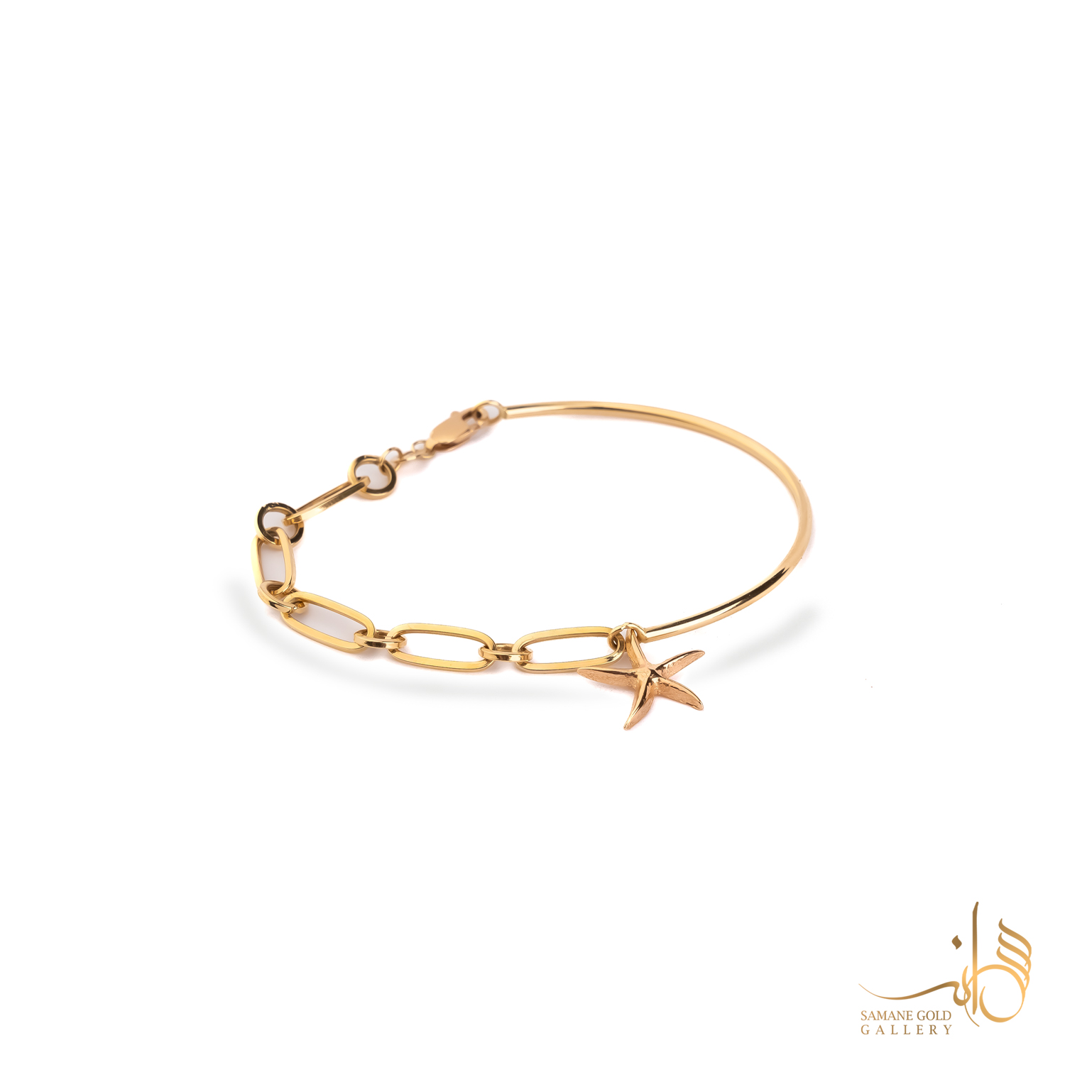 بنگل طلا ترکیبی با آویز ستاره دریایی