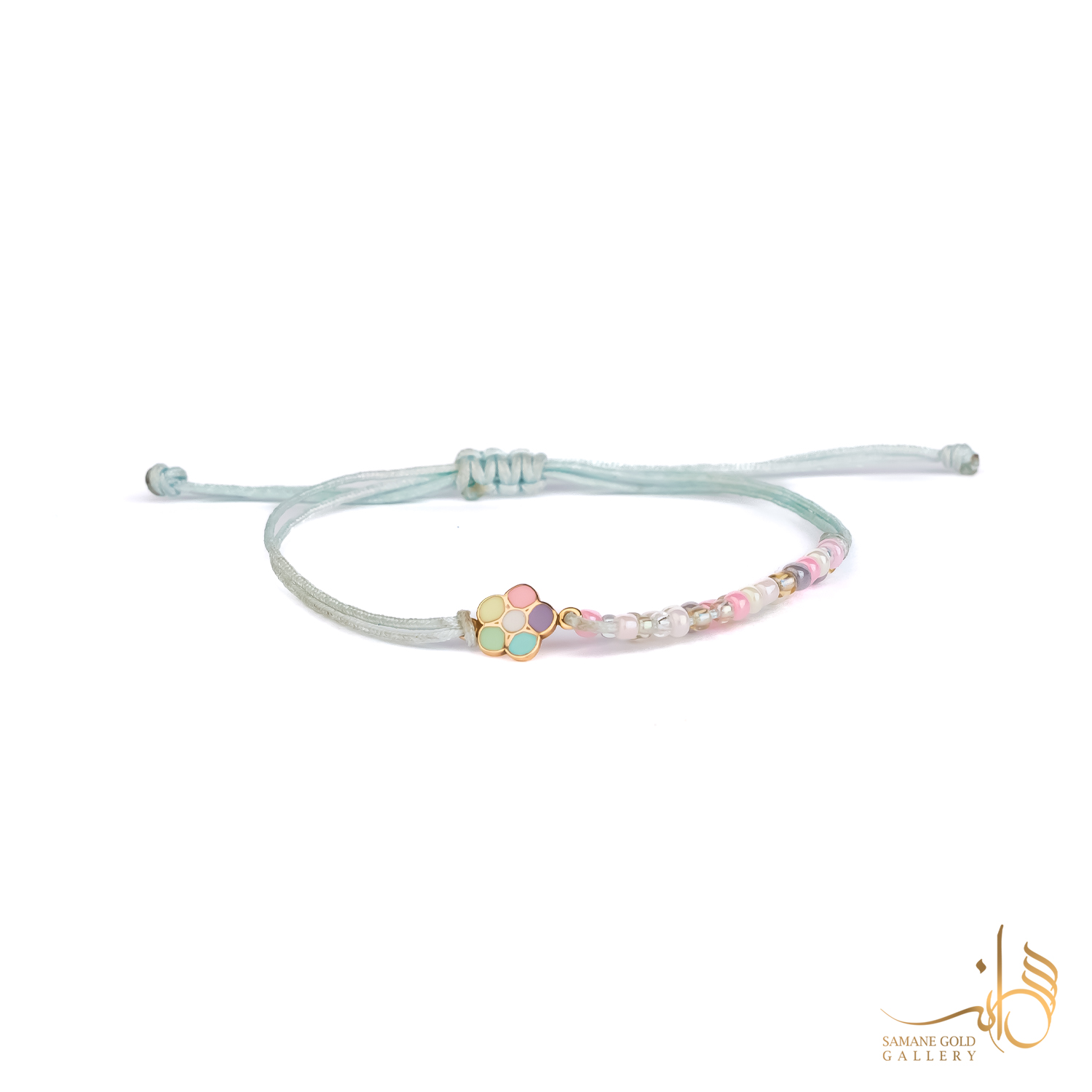 دونه دستبندی طلا گل رنگی