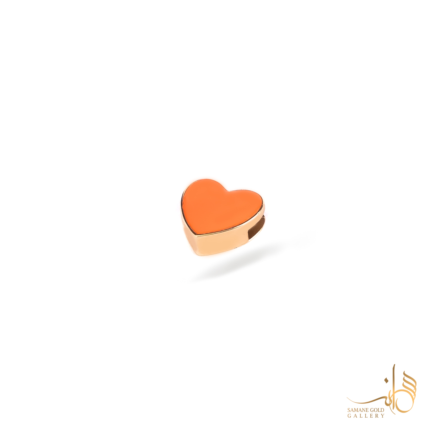 آویز طلا قلب مینا نارنجی