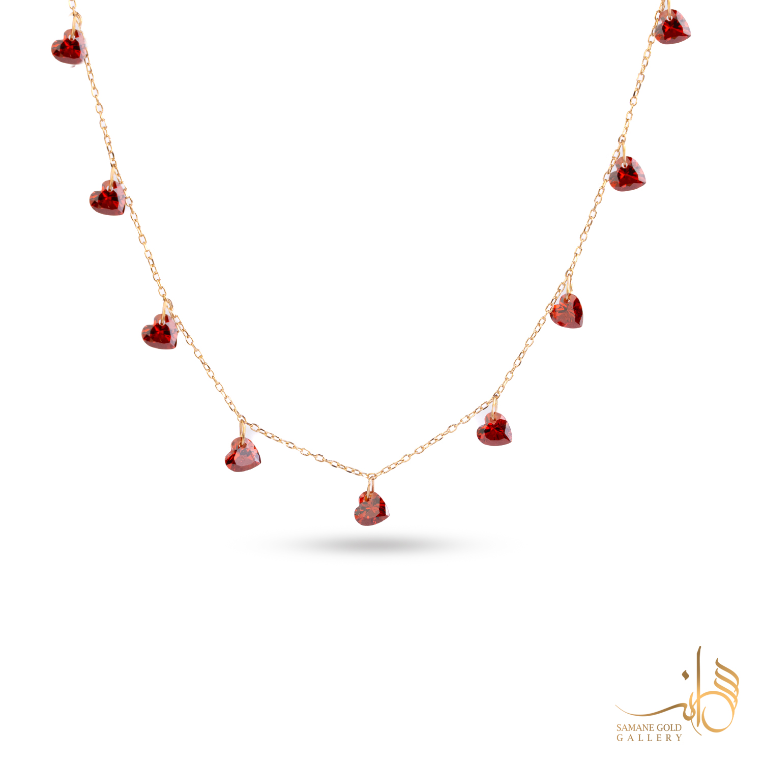 گردنبند طلا سنگ قلب قرمز