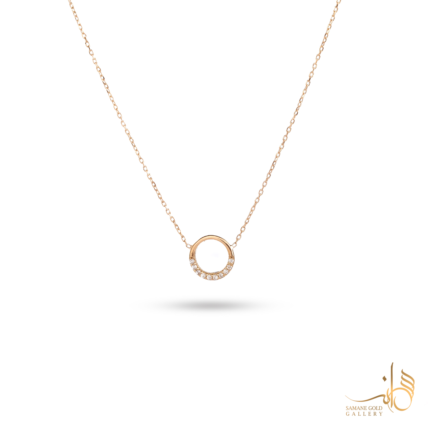 گردنبند طلا دایره نگین دار