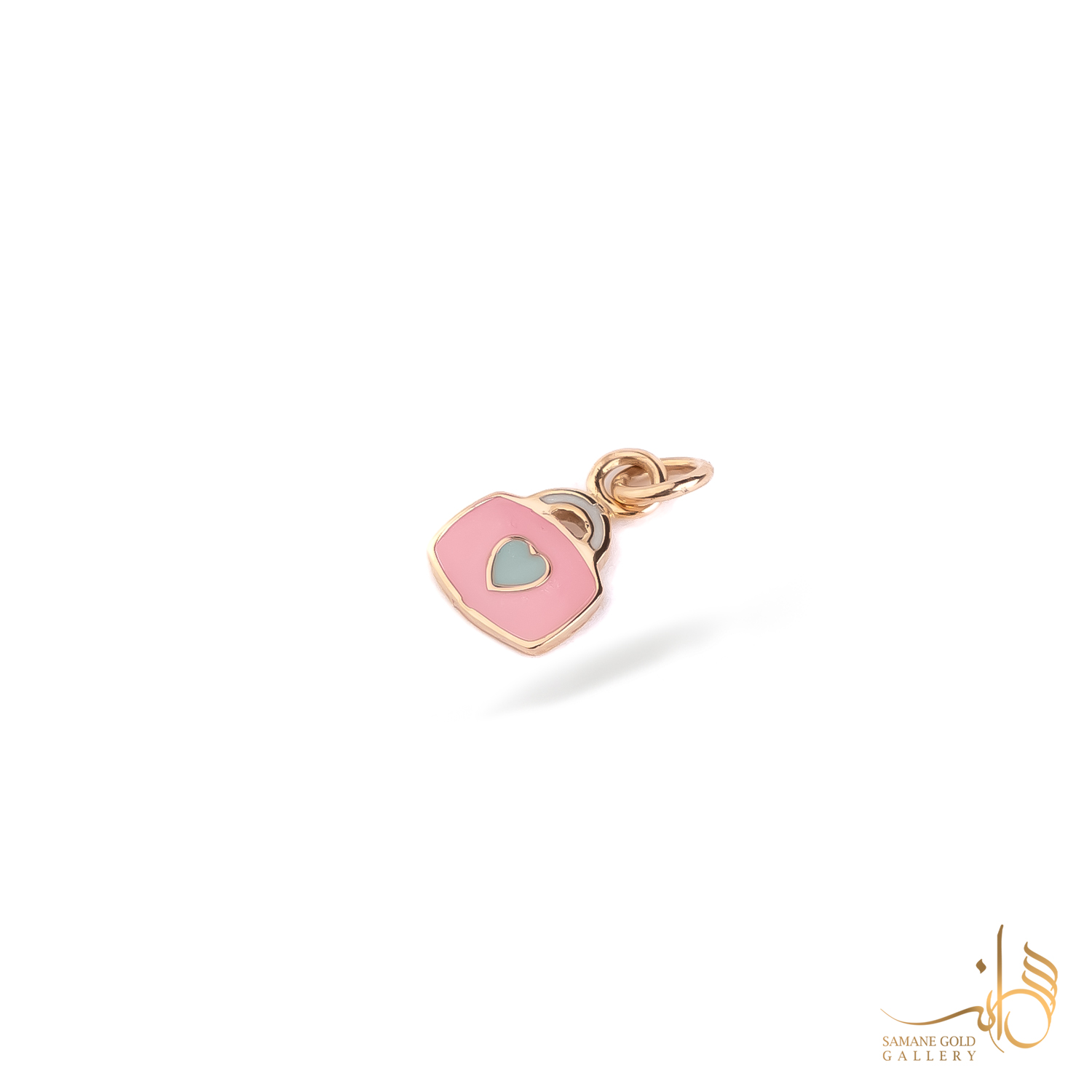 آویز طلا قفل صورتی