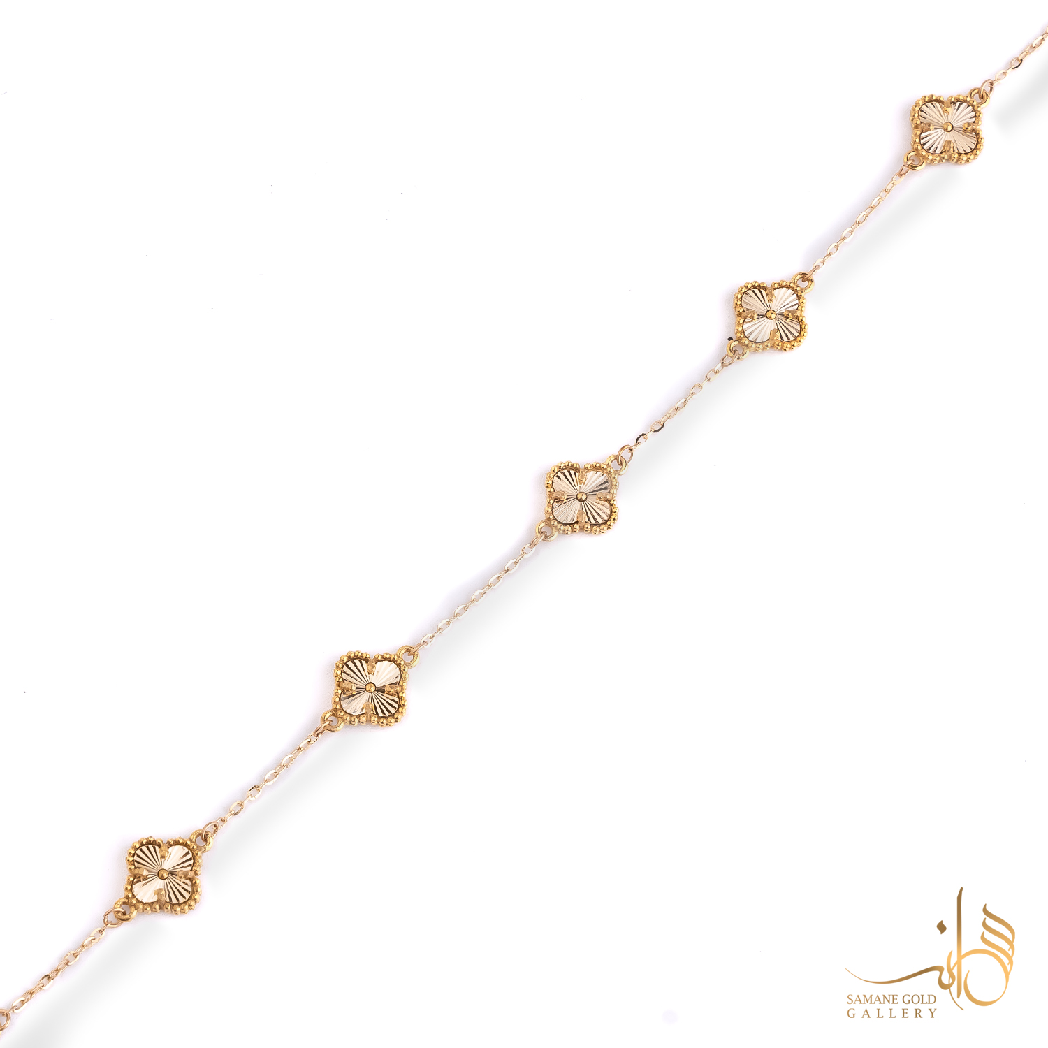 دستبند طلا ونکلیف تراش پنج گل