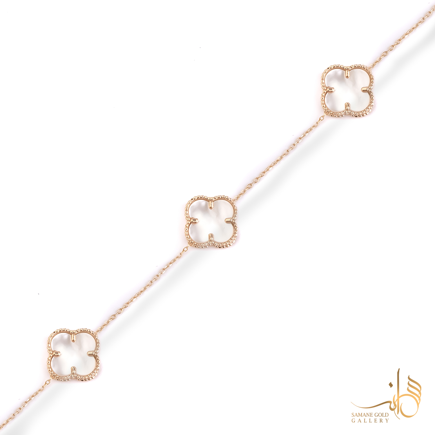 دستبند طلا ونکلیف سه گل صدف