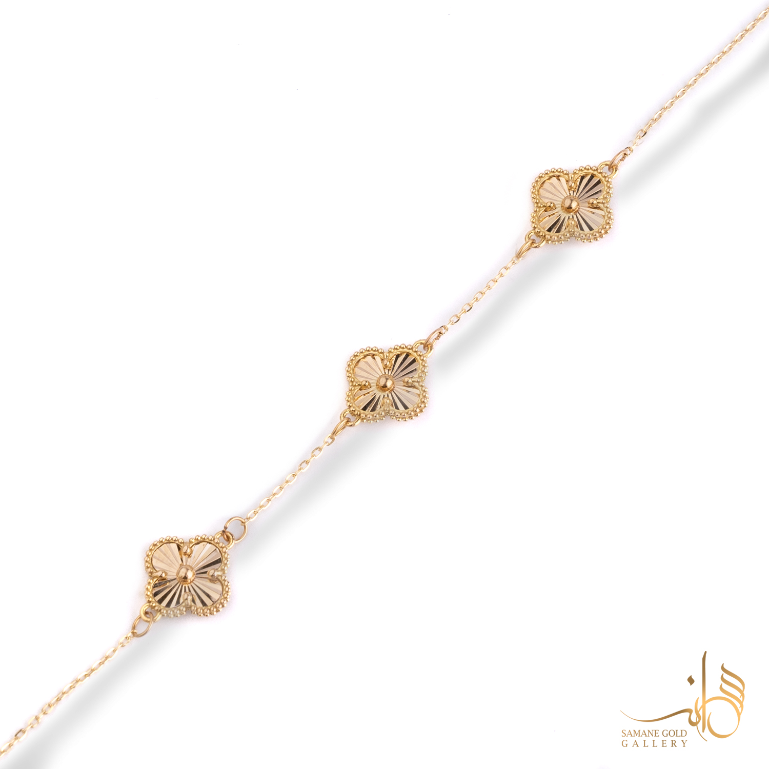 دستبند طلا ونکلیف تراش سه گل