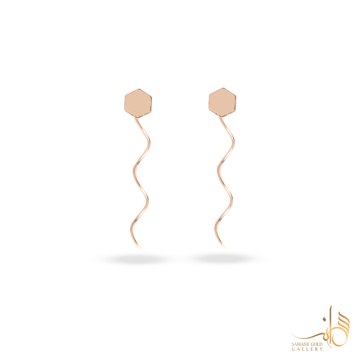 گوشواره طلا بخیه‌ای شش ضلعی