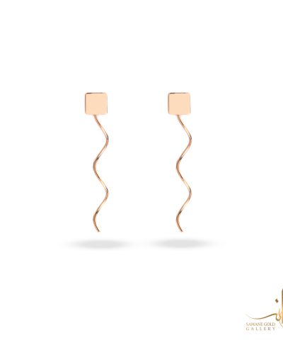 گوشواره طلا بخیه‌ای مربع