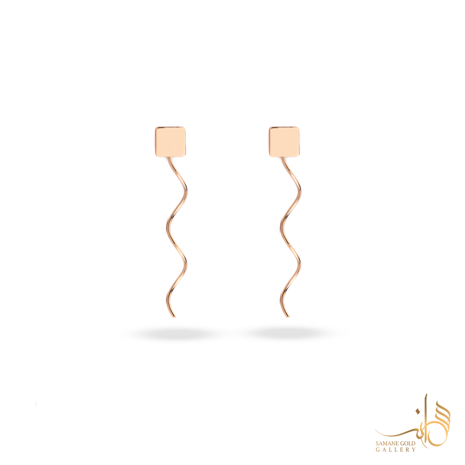 گوشواره طلا بخیه‌ای مربع