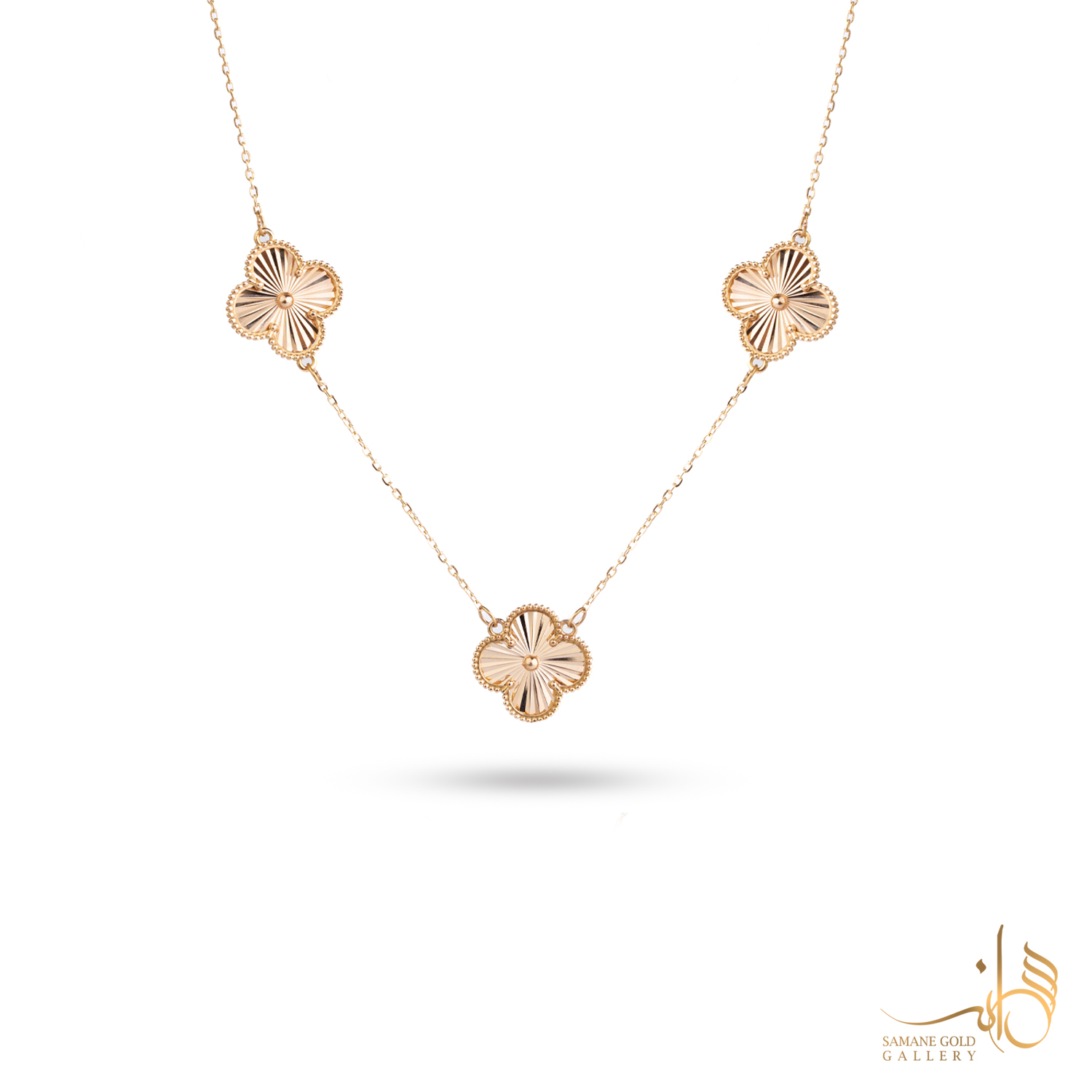 گردنبند طلا ونکلیف تراش سه گل