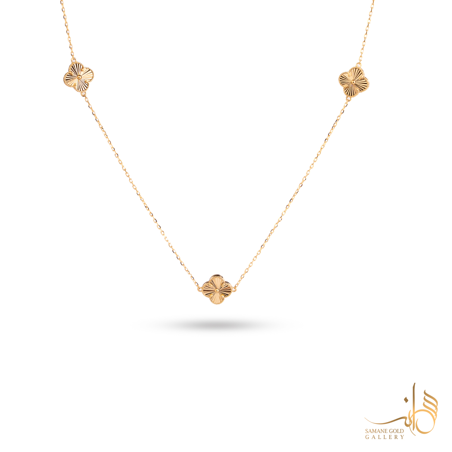 گردنبند طلا ونکلیف تراش سه گل