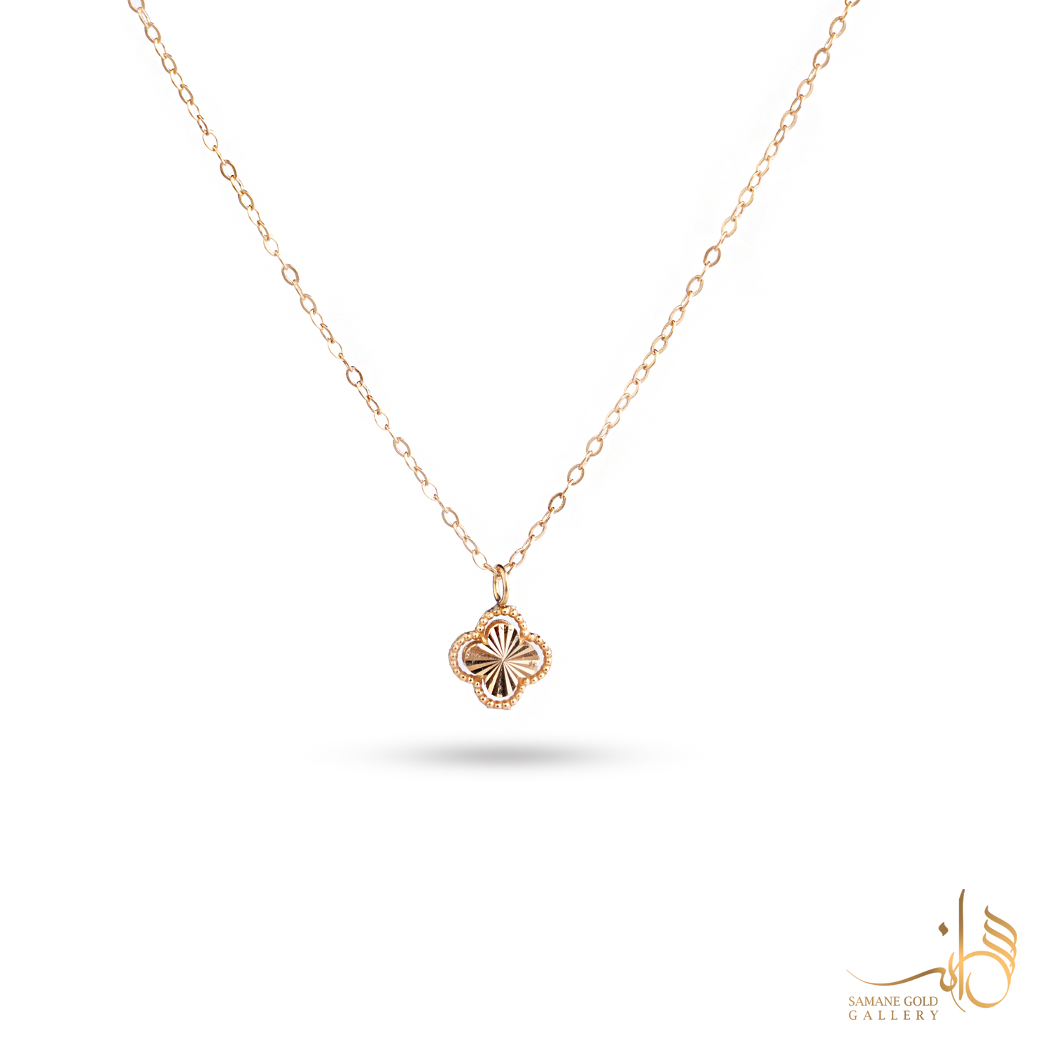 گردنبند طلا ونکلیف تراش تک گل