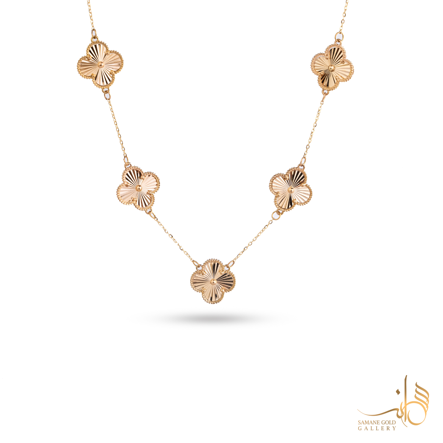 گردنبند طلا ونکلیف تراش پنج گل