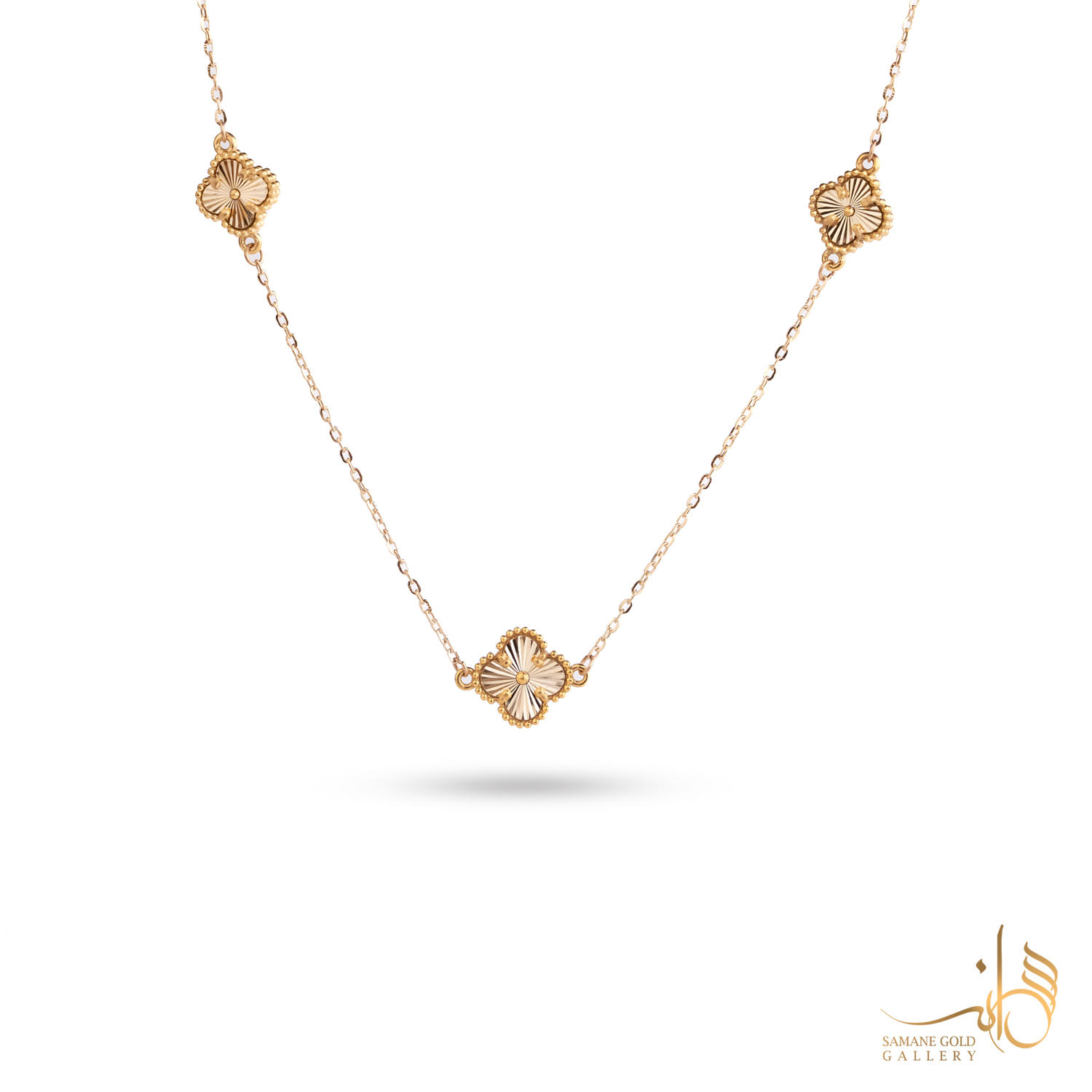 گردنبند طلا ونکلیف تراش سه گل