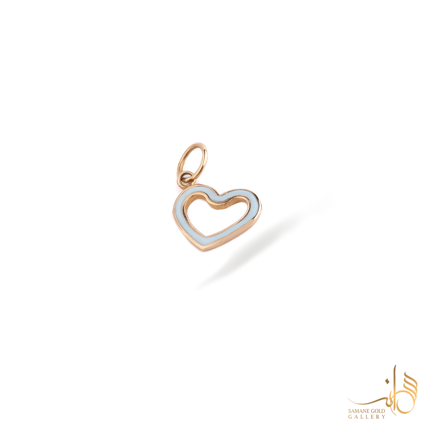 آویز طلا قلب تو خالی مینا آبی