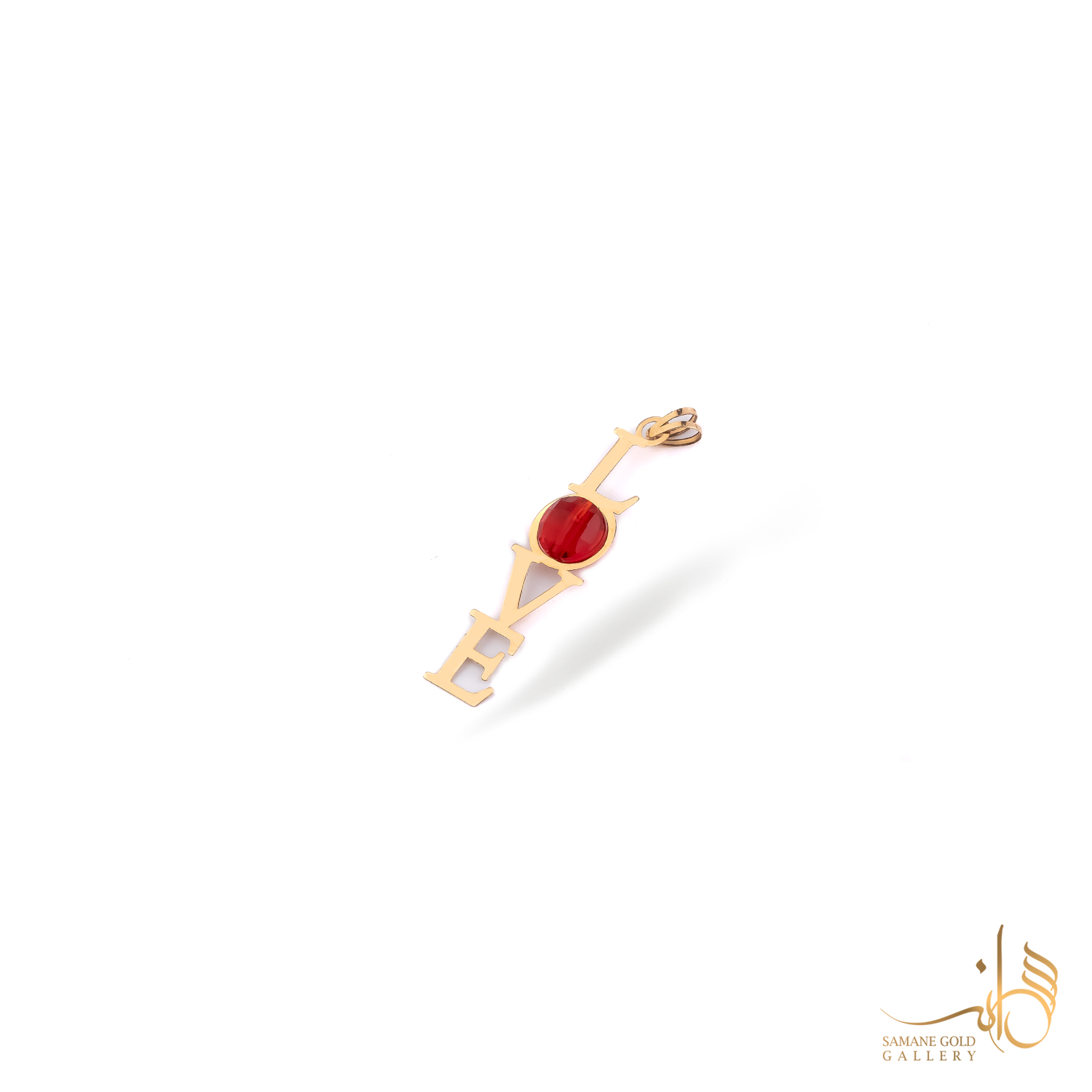 آویز طلا لاو سنگ قرمز