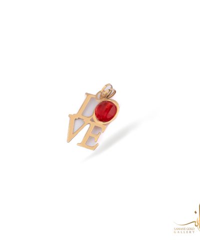 آویز طلا لاو سنگ قرمز