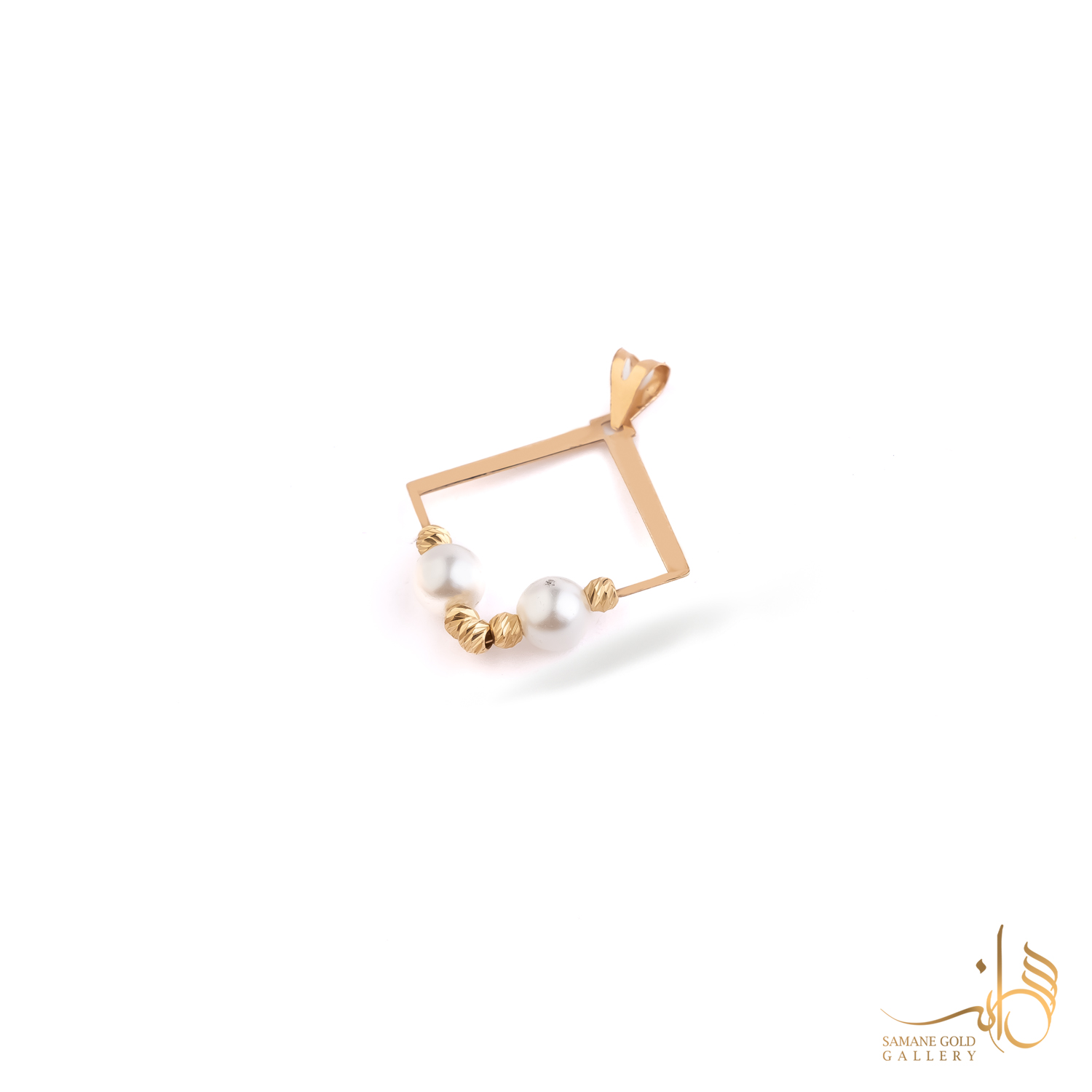 آویز طلا لوزی و مروارید