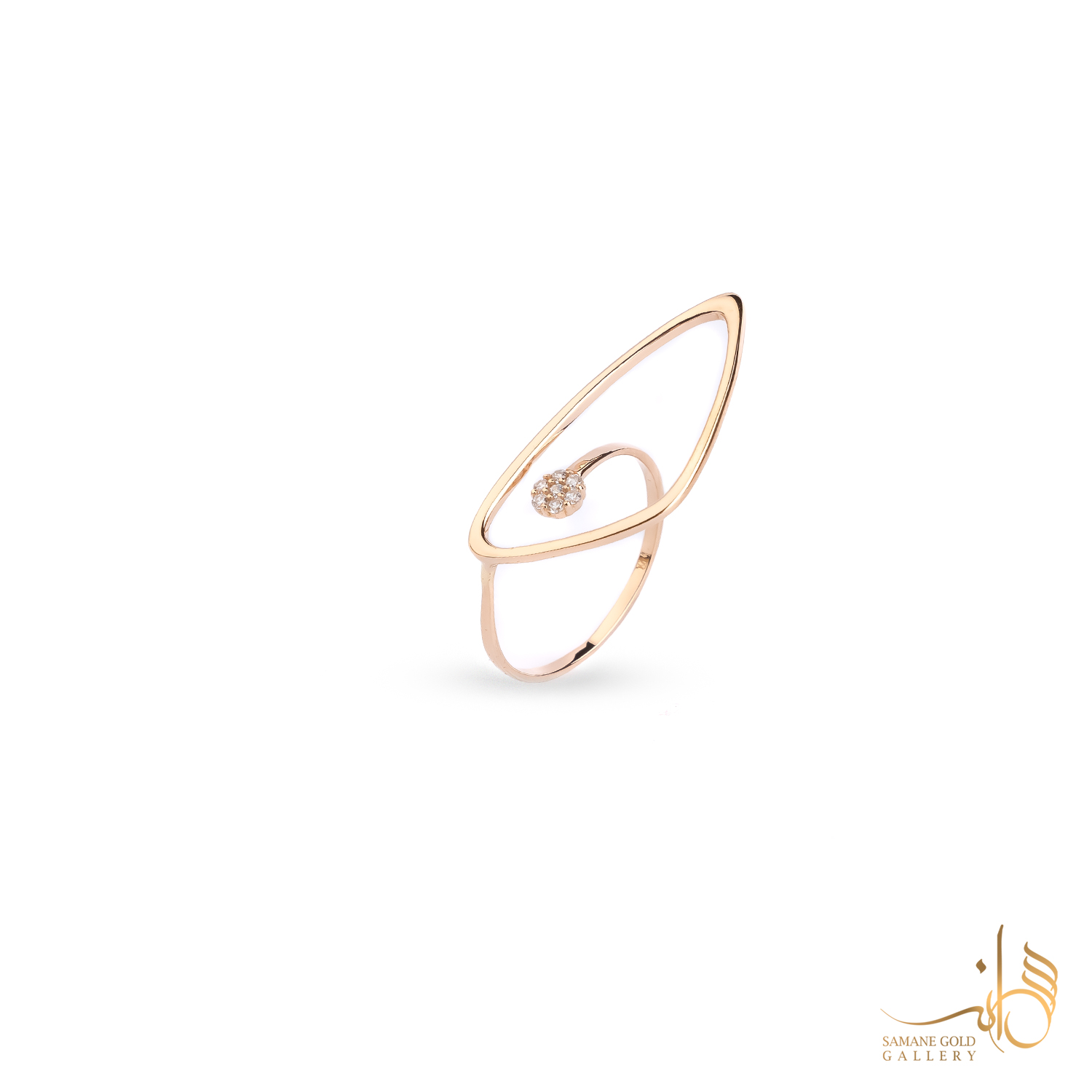 انگشتر طلا دفرمه افقی و فلاور