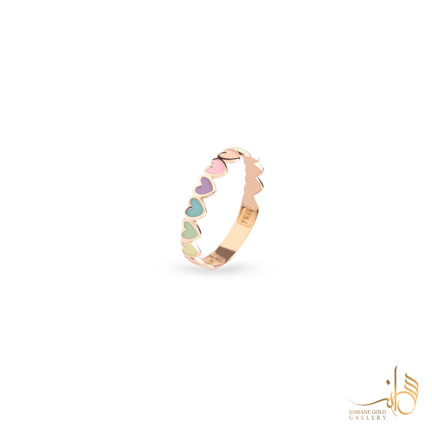 انگشتر طلا قلب ریز رنگین کمانی