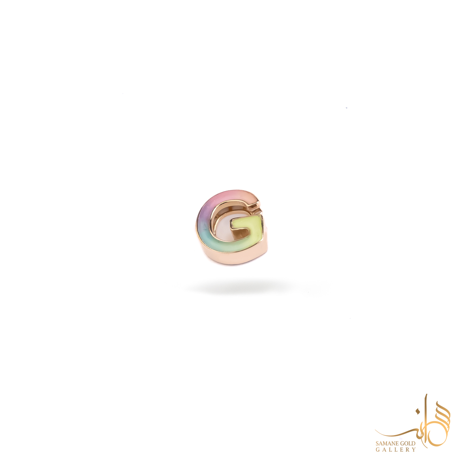 آویز طلا رنگین کمانی حرف G
