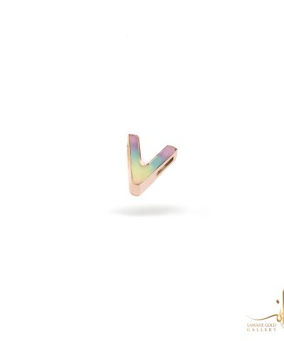 آویز طلا رنگین کمانی حرف V