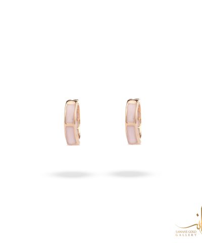 گوشواره طلا حلقه ای مینا صورتی