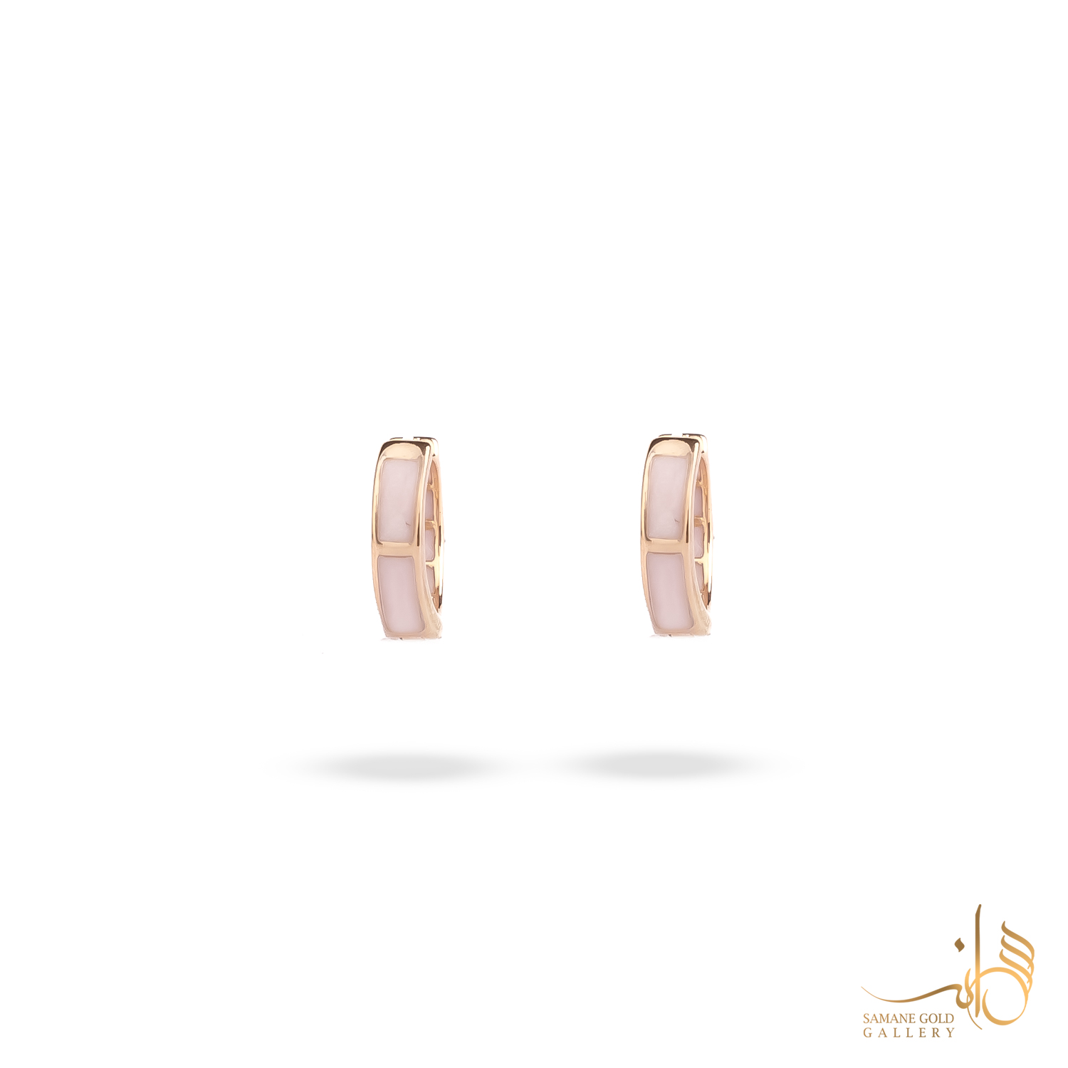 گوشواره طلا حلقه ای مینا صورتی