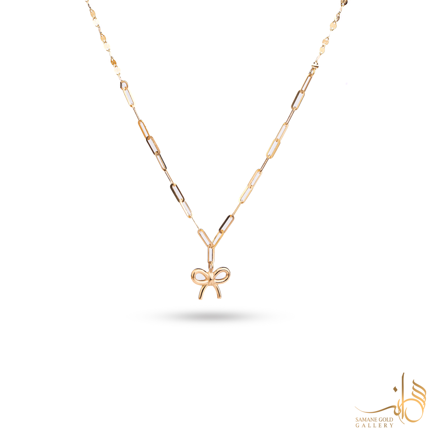 گردنبند طلا هرمس و استار با آویز پاپیون