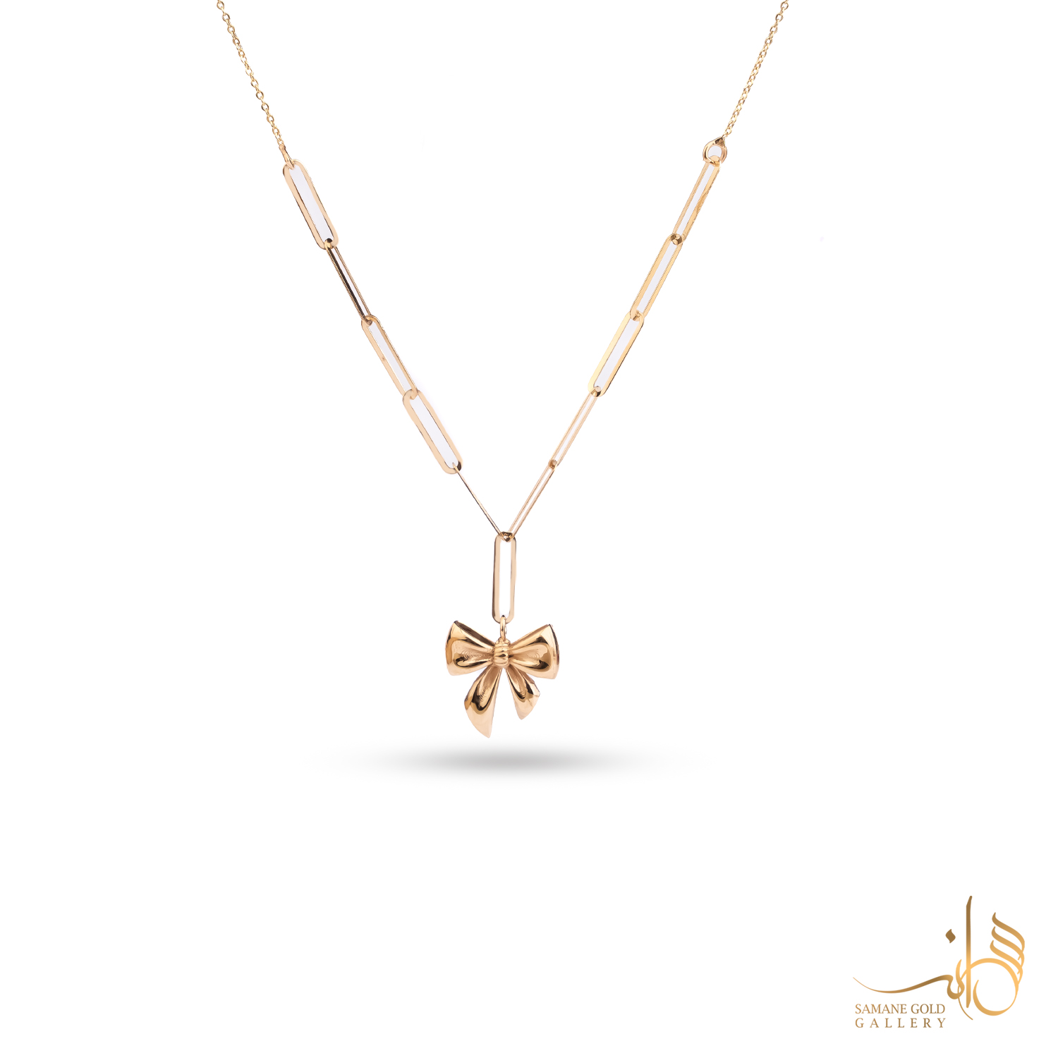 گردنبند طلا ترکیبی هرمس با آویز پاپیون