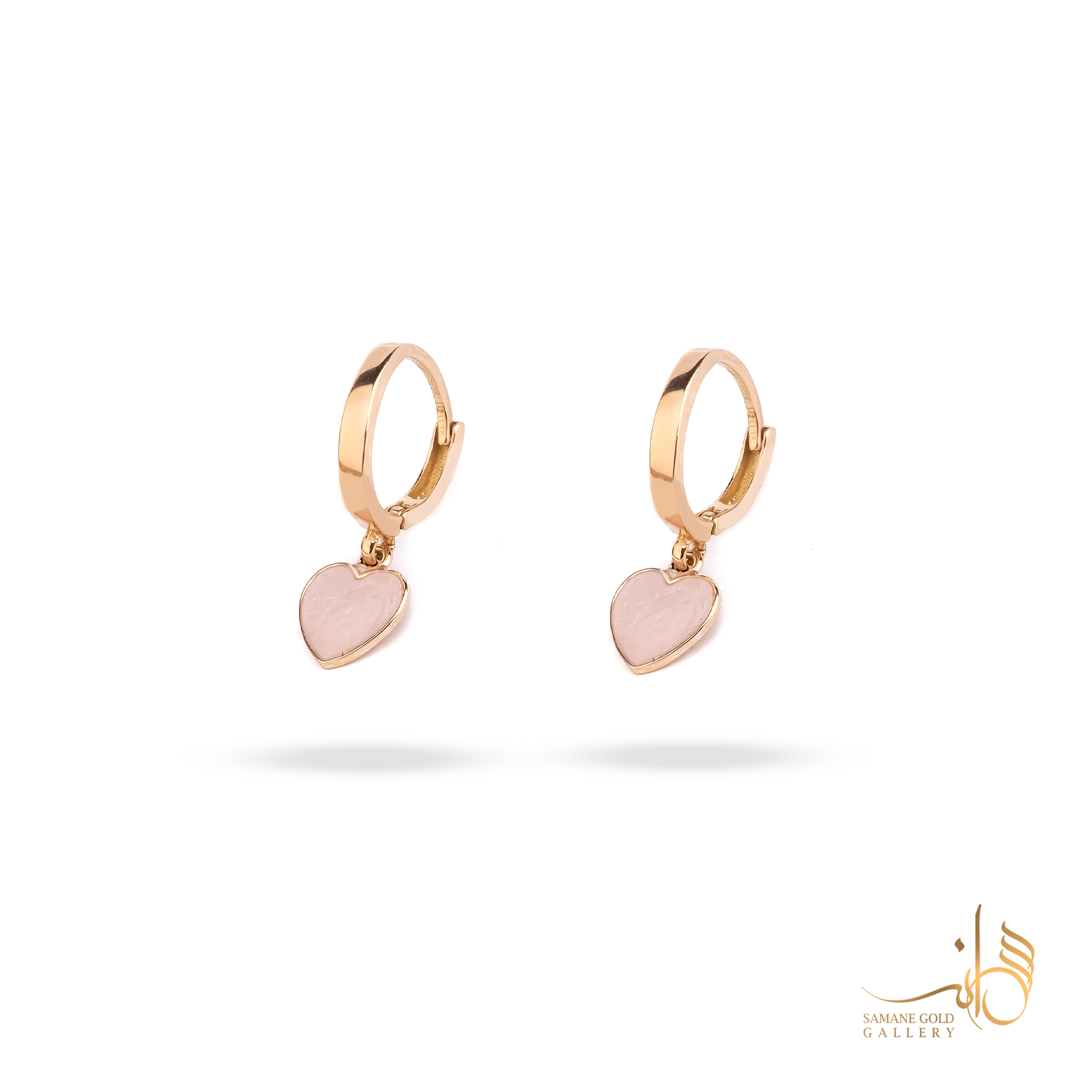 گوشواره طلا روکو قلب مینا کاری صورتی