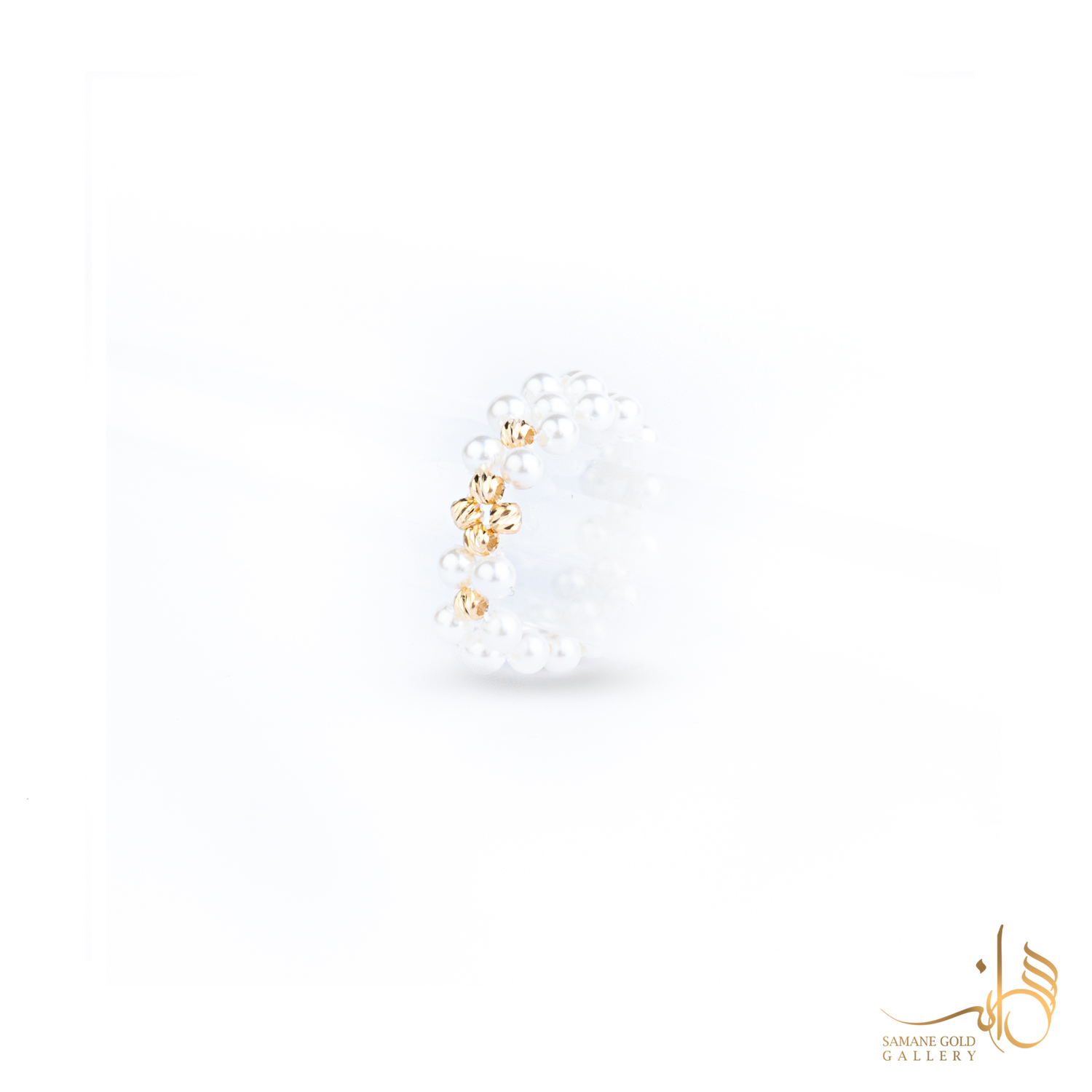 انگشتر طلا بافت مروارید و گوی