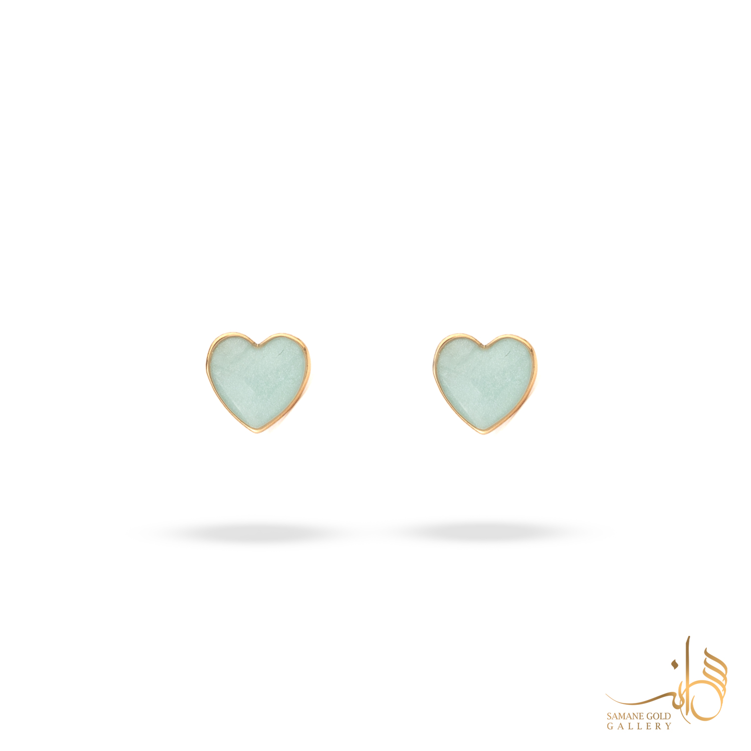 گوشواره طلا میخی قلب میناکاری آبی