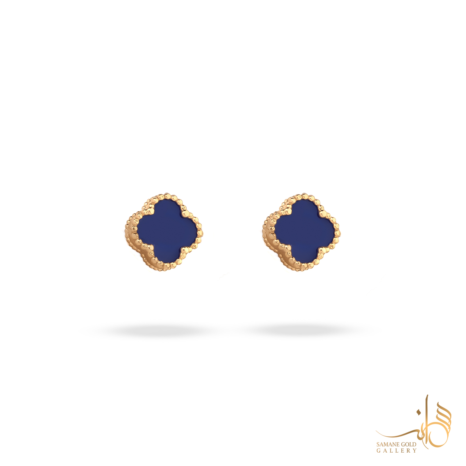 گوشواره طلا میخی ونکلیف آبی نفتی