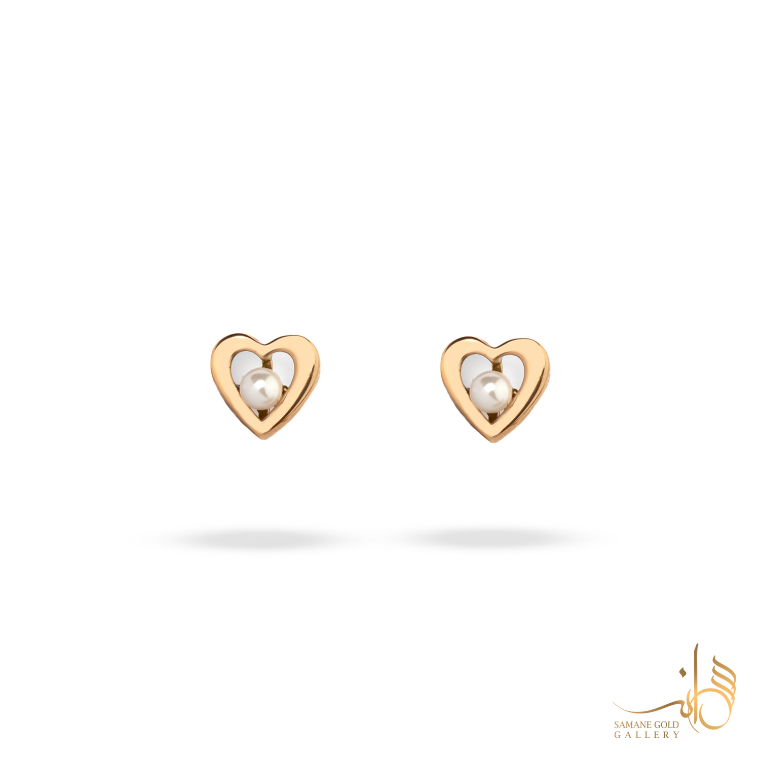 گوشواره طلا میخی قلب تک مروارید