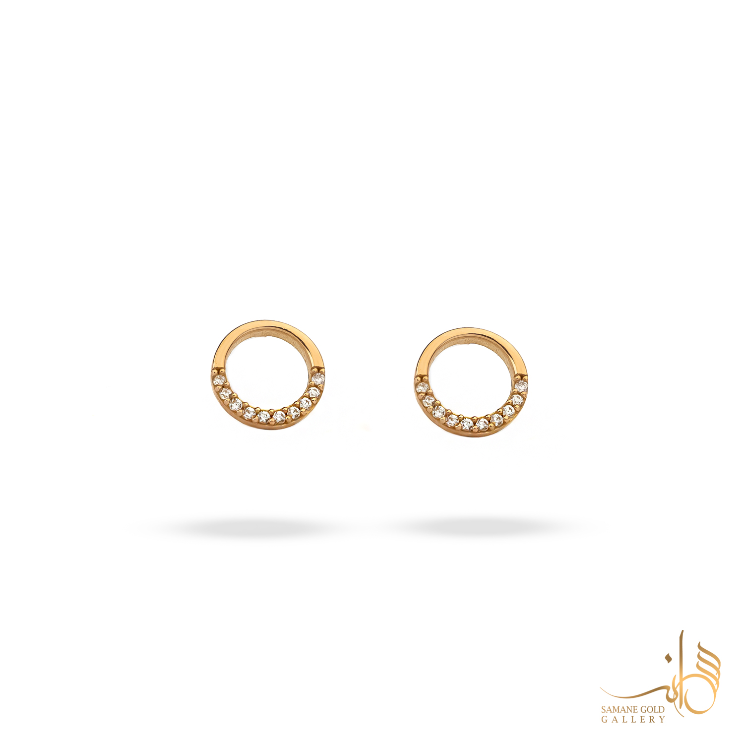 گوشواره طلا میخی دایره نگین‌دار